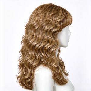 วิกผมสังเคราะห์สีน้ำตาลทองน้ำผึ้ง ลอนยาว พร้อมหน้าม้าสไตล์ฝรั่งเศส - Product Image 3