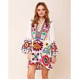 Vestido suelto de manga larga con bordado floral para mujer, Túnica mexicana, gran oferta, 2022 - Product Image 1
