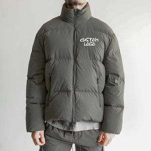 Chaqueta Acolchada Verde Oliva con Logotipo Personalizado, Chaqueta de Plumón con Cierre y Cuello Alto para Hombre, Chaqueta de Plumón 2026 - Product Image 1