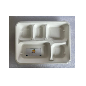 Tapas de bandeja de comida de pulpa de caña de azúcar 8CP baratas al por mayor de alta calidad platos de plástico ecológicos cantina bodas fiestas comidas para llevar - Product Image 2