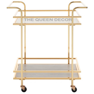 Chariot de service moderne en acier inoxydable avec miroir en métal doré Chariot de restauration avec dessus en verre pour hôtel Mobilier Salon - Product Image 4