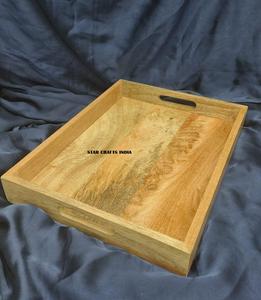 Plateau de service en bois de forme rectangulaire de dernier style pour la maison, l'hôtel et le café servant des aliments délicieux plateau en bois de haute qualité - Product Image 2