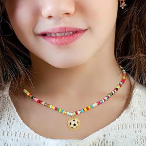 Collana con perline colorate <span class=keywords><strong>a</strong></span> tema basket e calcio, regalo per ragazze e donne, accessori sportivi, ciondolo, <span class=keywords><strong>gioielli</strong></span>. - Product Image 1