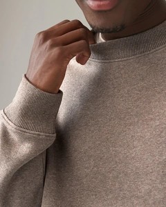 Sudadera de hombre de buena calidad Crew Nek manga larga suelta ajuste Color sólido mezcla de algodón Sudadera con capucha Casual ropa de calle para hombre - Product Image 5