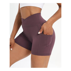 Pantalones cortos de Yoga de calidad premium, pantalones cortos deportivos de fitness de la mejor calidad, pantalones cortos de gimnasio de cintura para mujeres con bolsillo lateral, pantalones cortos de yoga - Product Image 2