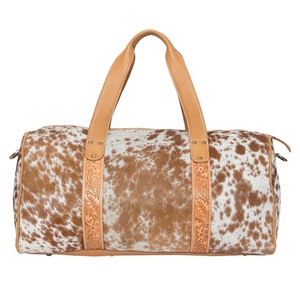 Nueva venta al por mayor bohemio diseñador de cuero de vaca genuino personalizado mujeres Casual mano Tooled Duffle Bag Western Travel Bag - Product Image 3