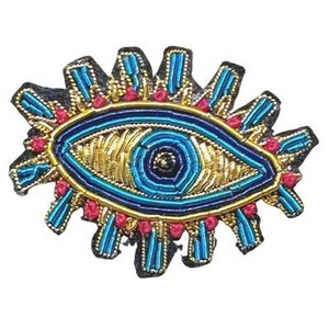 Mini Green Eye Medal <b>Brooch</b> Premium Fabric <b>Brooch</b> with Bullion Wire Embroidery Safety <b>Pin</b> Attachment for Ceremonial Decorative - Product Image 3