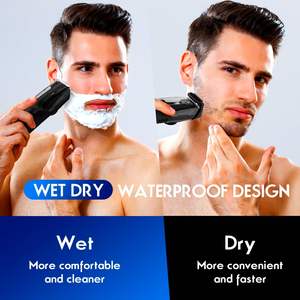 Tondeuse à barbe électrique rechargeable étanche IPX6 pour hommes, peignes de longueur réglable, alimentation USB - Product Image 6
