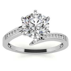 Anillo de diamante de corte redondo Vintage con compromiso de moissanita de corte redondo Anillo de diamante artístico único Conjunto nupcial Anillo de promesa Joyería - Product Image 1