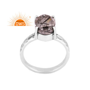 แหวนอัญมณีสีดำธรรมชาติสีเงินแท้ออกซิไดซ์ผลิตตามแบบ - Product Image 1