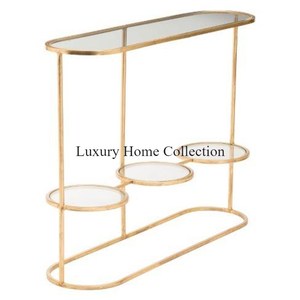 Table console la plus exigeante couleur or, meubles de salon plaqués brillants et faits à la main au design moderne, fourniture à bas prix en provenance d'Inde - Product Image 2