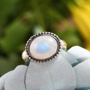 Bague en pierre de lune ovale est-ouest faite à la main en argent sterling bijoux de déclaration cadeau de fiançailles parfait pour elle - Product Image 4