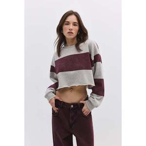 Sudadera Corta a Rayas para Uso Diario 100% Poliéster - Product Image 1