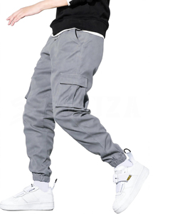 Men's Casual Canvas <b>Cargo</b> <b>Pants</b> Tapered Joggers | Multi-Pocket Utility <b>Elastic</b> <b>Waist</b> Drawstring Anti-Wrinkle Breathable - Product Image 1