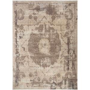 พรมขนสัตว์ถักมือลายเมดัลเลียนสีเบจ-น้ำตาลทรงสี่เหลี่ยมผืนผ้าสำหรับบ้าน รถยนต์ รุ่น Skwl-498 พรมห้องนั่งเล่น พรมทางเดิน - Product Image 1