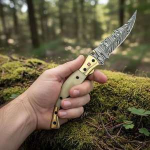 Hot Selling Premium Custom Handmade Damascus Steel Folding <b>Knife</b> Top Selling <b>EDC</b> <b>Pocket</b> <b>Utility</b> <b>Knife</b> Personalized Logo OEM - Product Image 6