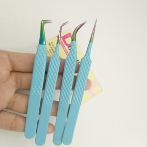Pinzas profesionales para pestañas recubiertas de Color con puntas de arcoíris, pinzas postizas personalizadas de acero sostenible para extensión de pestañas - Product Image 5