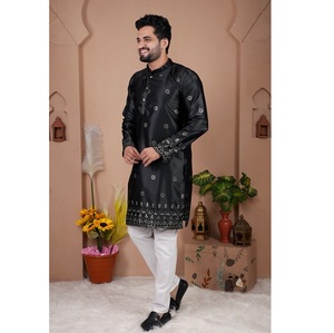 Siêu Chất Lượng Vải Lụa Mens Kurta Pyjama Với Nặng Thêu Cho Mặc Quần Áo Truyền Thống Trong Hôn Nhân Puja Và Diwali Sử Dụng - Product Image 1