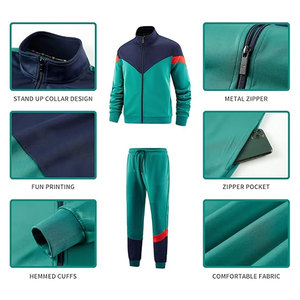 ชุดวอร์มผ้าฝ้ายสำหรับผู้ชายแห้งเร็วชุดวิ่งจ๊อกกิ้งสองชิ้นแบบมีซิปสีทึบสำหรับผู้ใหญ่สำหรับฤดูหนาว - Product Image 3