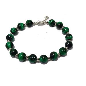 Bracelet à perles rondes ajustées en cristal vert oeil de tigre pour hommes et femmes Style de pierres Bijoux de mode Cadeau énergétique - Product Image 2