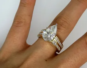 Anillo DE BODA impresionante con diamantes de moissanita de corte de pera de plata 925 - Product Image 4