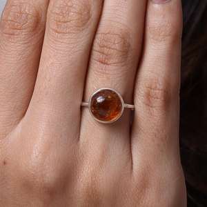 Top qualité 925 argent Sterling plaqué ambre baltique lunette réglage poire 7mm anneau à la main bijoux à la mode femmes bijoux - Product Image 5