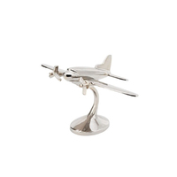 Sculpture Concorde en aluminium fini argent Design moderne Avion en aluminium sur support Petit avion décoratif en métal à vendre