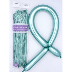 Palloncini in lattice Party Love 260s verde menta cromati, confezione da 50 per decorazioni - Product Image 1