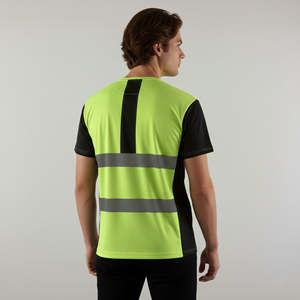 Chemise de sécurité en polyester haute visibilité classe 2 pour hommes, bande réfléchissante, imperméable, LED clignotante, respirante, confortable, design bicolore - Product Image 4