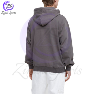 Respirant personnalisé fait Chenille broderie lettre fermeture éclair collège à capuche Polyester coton hommes sweats à capuche au prix de gros - Product Image 3