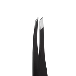 Pince à épiler de haute qualité à pointe inclinée en acier inoxydable avec revêtement noir, logo personnalisé OEM, outil de maquillage de beauté - Product Image 4