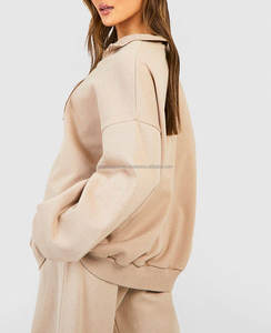 Sudadera de cuello redondo con insignia impresa personalizada para mujer de algodón 100%, manga larga de gran tamaño para otoño - Product Image 1