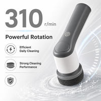 Nettoyeur électrique sans fil 1200 mAh, étanche IPX5, avec têtes en nylon, brosse de nettoyage pour salle de bain, évier, sol, carrelage, cuisine, usage domestique