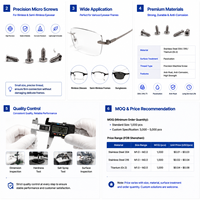 Vis autotaraudeuses miniatures en acier inoxydable sur mesure, à tête fraisée cruciforme, filetage Phillips A, pour lunettes