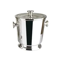 Ensemble élégant de refroidisseur de boissons en acier inoxydable avec verres en cristal rouge et plateau de service pour la décoration de table de Noël
