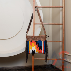 กระเป๋าถือหนังสไตล์โบฮีเมียนสำหรับผู้หญิงหนังแท้ - Product Image 1