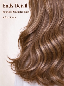 Peluca de Cabello Sintético con Ondas Naturales Color Marrón Miel, Suave, Larga y Ondulada para Uso Diario - Product Image 6
