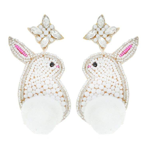 Pendientes de Conejito y Lazo Hechos a Mano, Elegantes y Bonitos, con Bordado de Cuentas para Mujer, con un Toque Moderno y Elegante en un Estilo Nuevo y Actual - Product Image 1