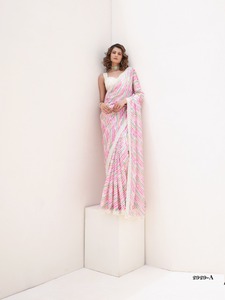 ผ้าซาตินแท้ผ้าซาตินทอส่าหรีพร้อมเสื้อไหมเรียบพิมพ์ลายปักทำงานอินเดียและปากีสถาน - Product Image 5