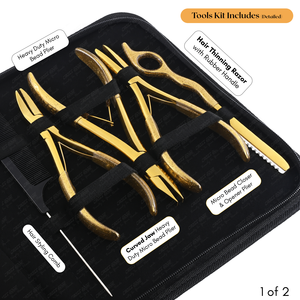 Venta al por mayor Kit de Herramientas de Extensión de Cabello Alicates de Micro Anillos Alicates de Mandíbula Curva de Alta Resistencia Tijeras de Texturización Cortador de Vínculo de Corte de Cabello - Product Image 3