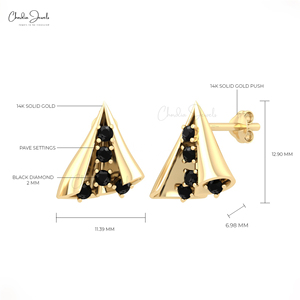 Trending Hot Products 14k Solid Gold Dainty Studs 2mm Brilliant Cut Natural Black Diamond Push Back <b>Earrings</b> Wholesale Jewelry - Product Image 5