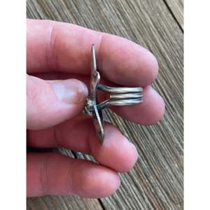 Tim Yazzie Kingman Turquoise & Sterling Silver <b>Adjustable</b> <b>Ring</b> Stainless Steel Vase Bezel Setting Gift for Size 8 Number Shape - Product Image 5