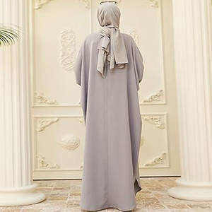 Abaya musulmana para mujer con botones Henley estilo camisa vestido de oración Batwing manga larga modesta túnica árabe de Oriente Medio - Product Image 4