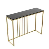 Console d'entrée de luxe pour hôtel, plateau en marbre, métal personnalisable, style européen moderne, finition dorée, base trépied, pour salon et maison