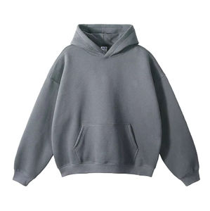 Pulls à capuche personnalisés 100% coton pour hommes, surdimensionnés pour logo de broderie à imprimé bouffant, sweats à capuche vierges unisexes lourds - Product Image 2