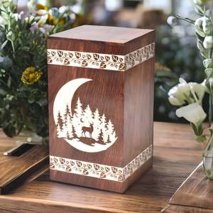 Handcrafted Rosewood Beautiful moon For dogs <b>Cats</b> Cremation Box wooden pet <b>urn</b> picture frame handmade cremation <b>urn</b> - Product Image 6