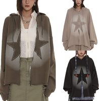 Sudadera con Capucha de Manga Larga Transpirable para Hombre y Mujer, Estilo Hip Hop Urbano, Bordada, Lavada, Desgastada, Vintage, Tallas Grandes, Casual, Primavera