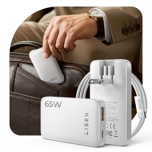 LISEN 65W GaN2.0 USB C Charger Slim 2-Ports Fast Charging Block <span class=keywords><strong>USBC</strong></span> Power Adapter pour <span class=keywords><strong>MacBook</strong></span> <span class=keywords><strong>Air</strong></span> Dell XPS Galaxy S25 Ultra - Product Image 1