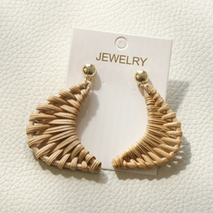 Handwicker Rattan Earrings for Women Boho Dangle Statement Earrings Trending Wholesales <b>Cheap</b> Price Made in Vietnam - Product Image 3