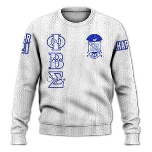 Suéter de punto de acrílico blanco azul Phi Beta Sigma 1914 letras de chenilla Sigma Beta suéter de fraternidad griega ropa - Product Image 3